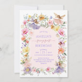 Fairy First Birthday Lush Wildblume Garden Party Einladung (Vorderseite)