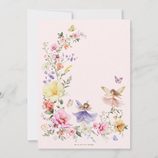 Fairy First Birthday Lush Wildblume Garden Party Einladung (Rückseite)