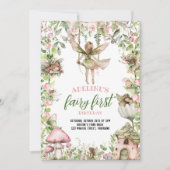 Fairy First Birthday Magical Forest Watercolor Einladung (Vorderseite)