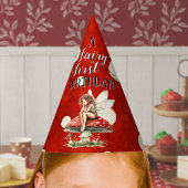 Fairy First Birthday Mushroom Red Polka dot Partyhütchen