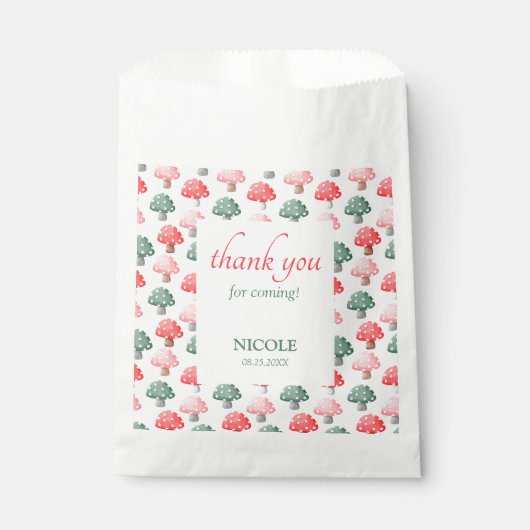 Fairy First Birthday Niedlich farbenfrohe Pilze Geschenktütchen (Vorderseite)