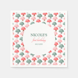 Fairy First Birthday Niedlich farbenfrohe Pilze Serviette