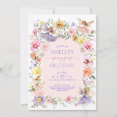 Fairy First Birthday Niedlich Floral Garden Fairie Einladung (Vorderseite)