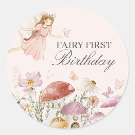 Fairy First Birthday Party Dessert Gevor Runder Aufkleber