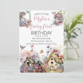 Fairy First Birthday Party Einladung