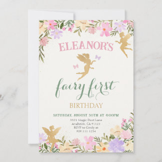 Fairy First Birthday Party Fairies Einladung
