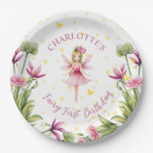 Fairy First Birthday Party Paper Plate Pappteller (Vorderseite)