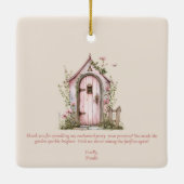 Fairy First Birthday Party Personalisiert Danke Keramikornament (Rückseite)