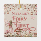 Fairy First Birthday Party Personalisiert Danke Keramikornament (Vorderseite)