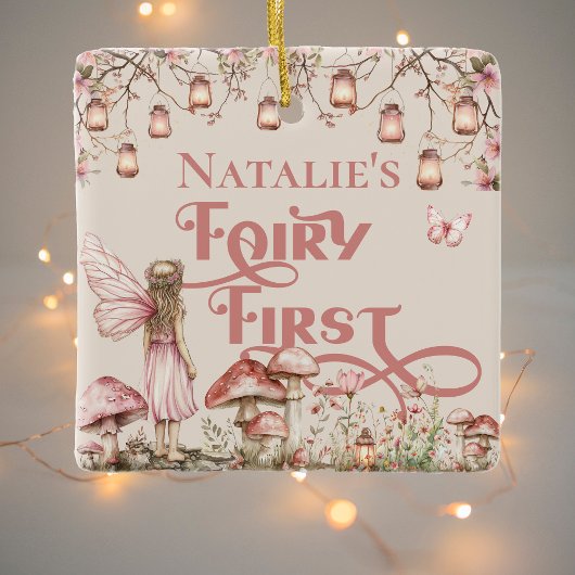 Fairy First Birthday Party Personalisiert Danke Keramikornament