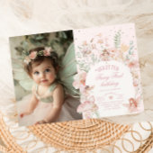Fairy First Birthday Pastel Whimsical Photo Einladung