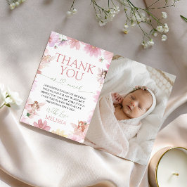 Fairy First Birthday Photo Thank You Einladung