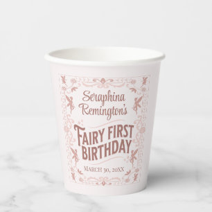 Fairy First Birthday Pink Sweet Girls Bday Party Pappbecher