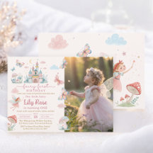 Fairy First Birthday Pink Whimsical Castle Foto