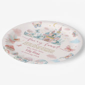 Fairy First Birthday Pink Whimsical Schmetterflieg Pappteller (Schrägansicht)