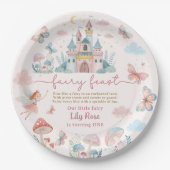 Fairy First Birthday Pink Whimsical Schmetterflieg Pappteller (Vorderseite)