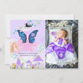Fairy First Birthday Princess Butterfly Foto Einladung (Vorderseite)