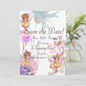 Fairy First Birthday Save the Date Einladung (Stehend Vorderseite)
