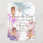 Fairy First Birthday Save the Date Einladung (Vorne/Hinten)