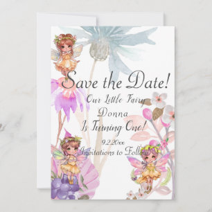 Fairy First Birthday Save the Date Einladung