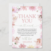 Fairy First Birthday Thank You Card Einladung (Vorderseite)