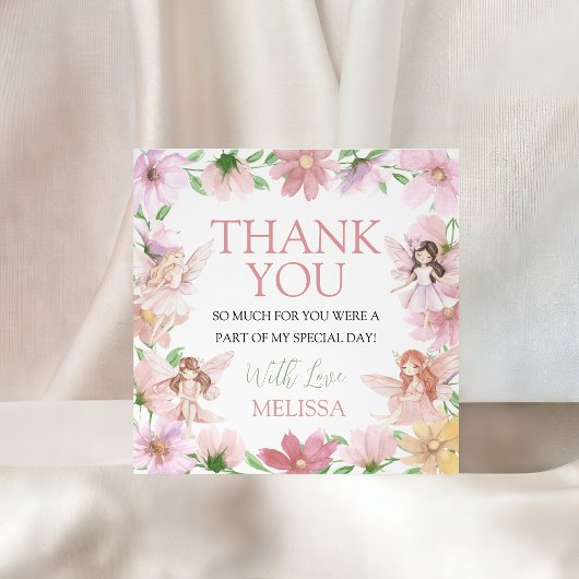 Fairy First Birthday Thank You Tag Geschenkanhänger