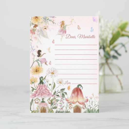 Fairy First Birthday Time Kapsel Note Card Einladung (Stehend Vorderseite)