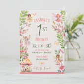 Fairy First Birthday Watercolor Einladung (Stehend Vorderseite)