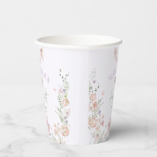 Fairy First Birthday Whimsical garden Lilac Pappbecher (Rechts)