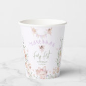 Fairy First Birthday Whimsical garden Lilac Pappbecher (Vorderseite)