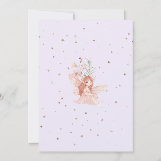 Fairy First Birthday Whimsical Garden Purple Einladung (Rückseite)