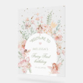Fairy First Birthday Whimsical Purple Welcome Acrylschild (Winkel)