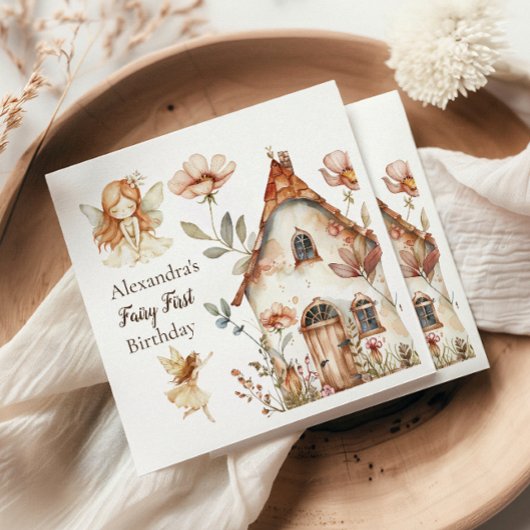 Fairy First Birthday Woodland Floral Serviette