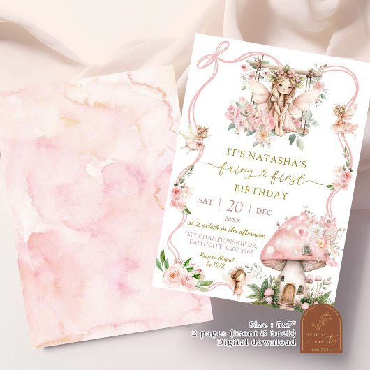 Fairy First Blonde Hair Girl Einladung zum Geburts