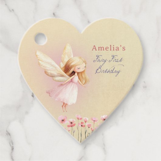Fairy First Cute Girl's 1st Birthday Party Geschenkanhänger (Vorderseite)