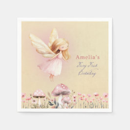 Fairy First Cute Girl's 1st Birthday Party Serviette