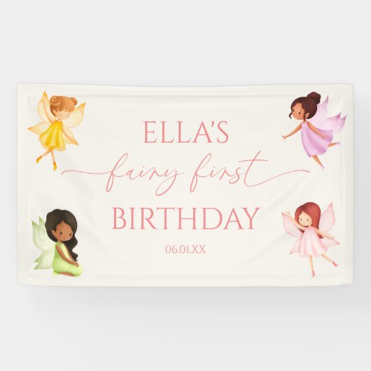 Fairy First Enchanted Fairies 1. Geburtstag Party Banner (Horizontal)