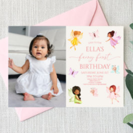 Fairy First Enchanted Fairies 1. Geburtstag Party Einladung