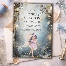 Fairy First Enchanted Forest Girl 1. Geburtstag Einladung