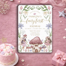 Fairy First Enchanted Forest Girl 1. Geburtstag Einladung