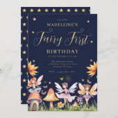 Fairy First Enchanted Magical Garden 1. Geburtstag Einladung (Vorne/Hinten)