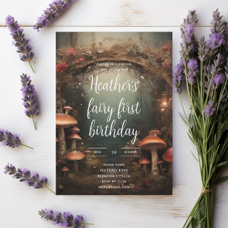 Fairy First Enchanted Mushroom Forest Birthday Einladung