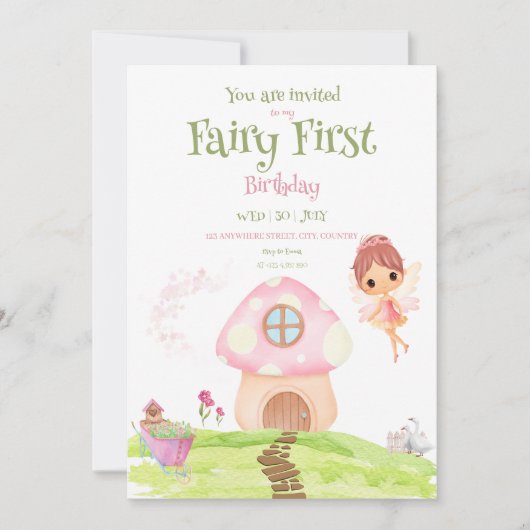 Fairy First Fairyland & Garden Einladung zum Gebur (Vorderseite)