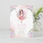 Fairy First garden birthday Party Invitation Einladung (Stehend Vorderseite)