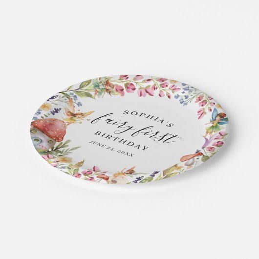 Fairy First Geburtstag 1. Geburtstag Pappteller (Schrägansicht)