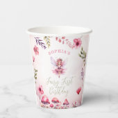 Fairy First Geburtstag verzauberter Wald Pilz Pappbecher (Rückseite)