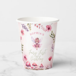 Fairy First Geburtstag verzauberter Wald Pilz Pappbecher