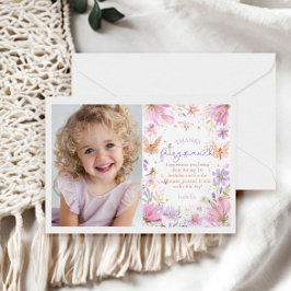 Fairy First Girl 1. Geburtstag Party Dankeskarte