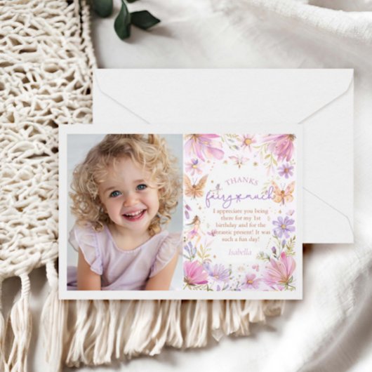 Fairy First Girl 1. Geburtstag Party Dankeskarte