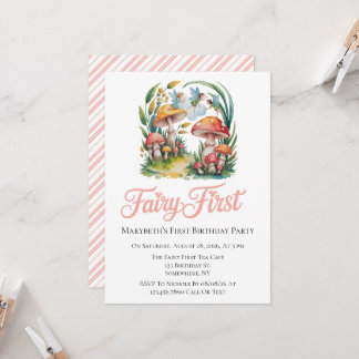 Fairy First Girl Birthday Party Einladung